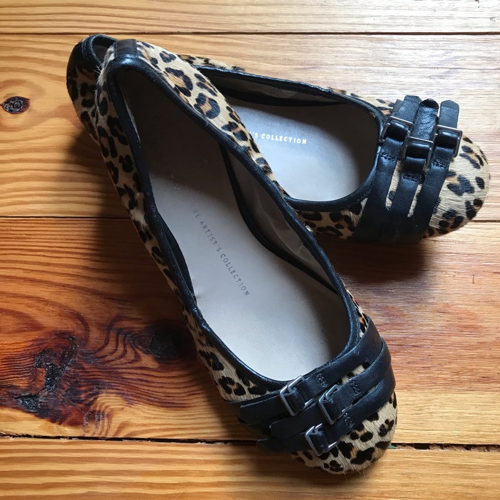 Franco Sarto Animal Hair Buckle Flats, EUC, 6.5M